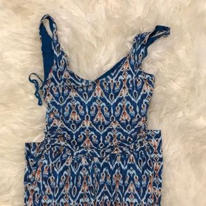 Vanessa Virginia orange blue abstract maxi dress